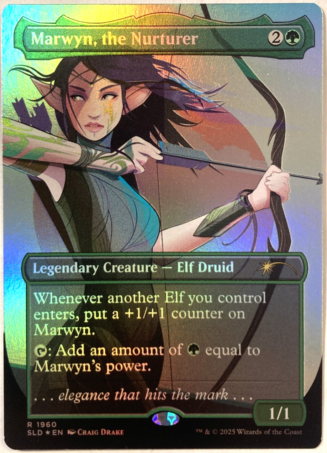 MTG Marwyn, the Nurturer (Rainbow Foil) Secret Lair Slay the Day 1960 NM
