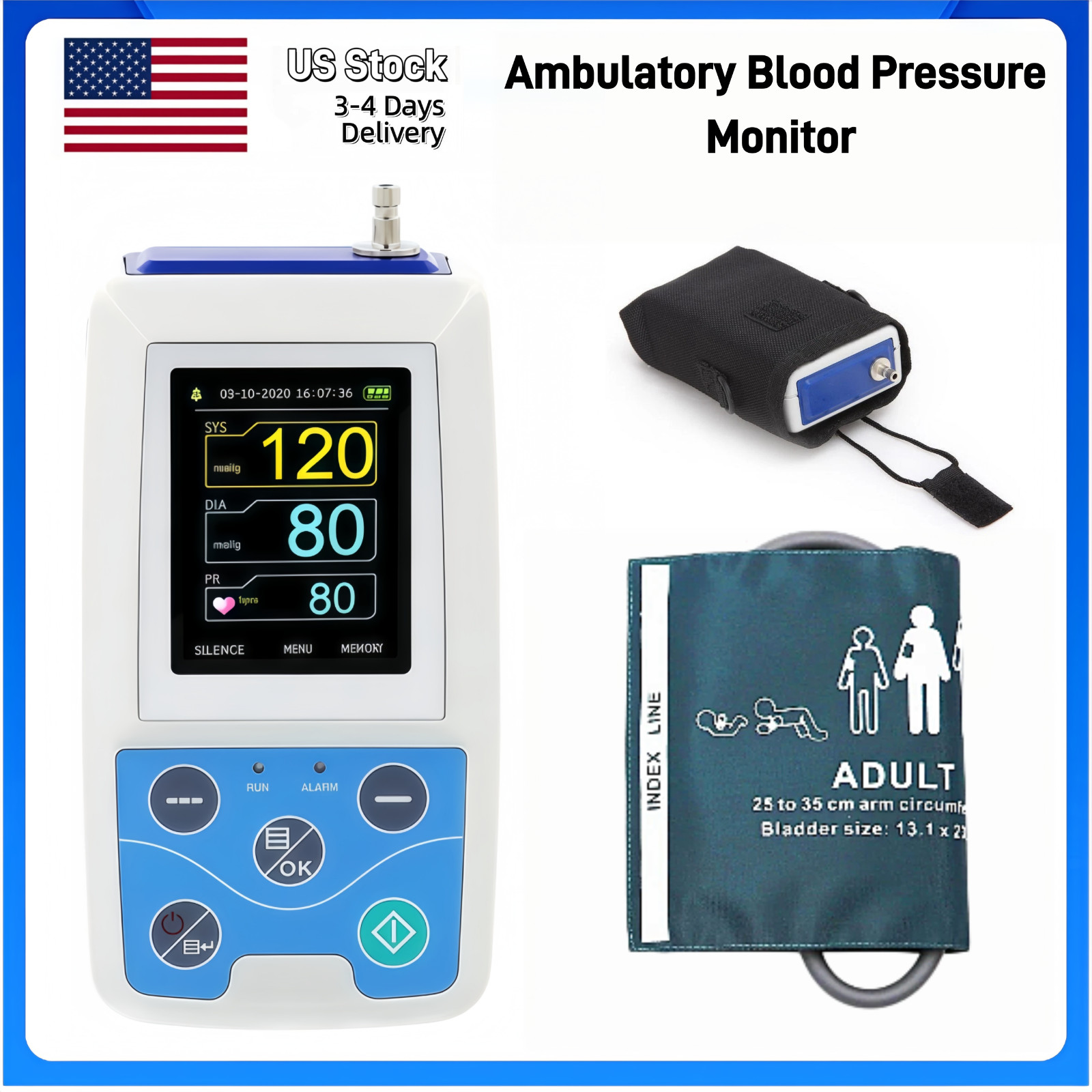 ABPM50 Ambulatory Blood Pressure Monitor, 24 Hours NIBP Holter | US Warehouse
