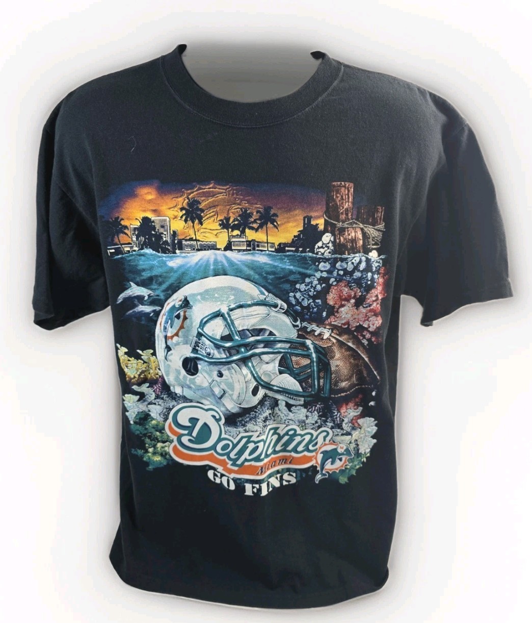 Miami Dolphins Vintage 2001 T-shirt Large Black NFL Large USA Miami Dolphins Vintage 2001 T-shirt Large Black NFL Large USA