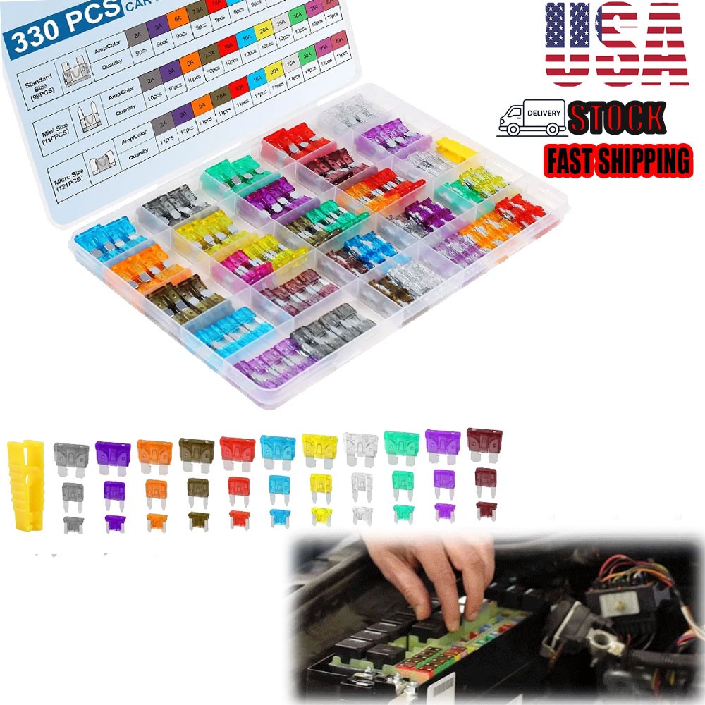 330PCS Universal Automotive Blade Fuse Set Mixed Auto Fuse For Car RV Boat Truck 330PCS Universal Automotive Blade Fuse Set Mixed Auto Fuse For Car RV Boat Truck