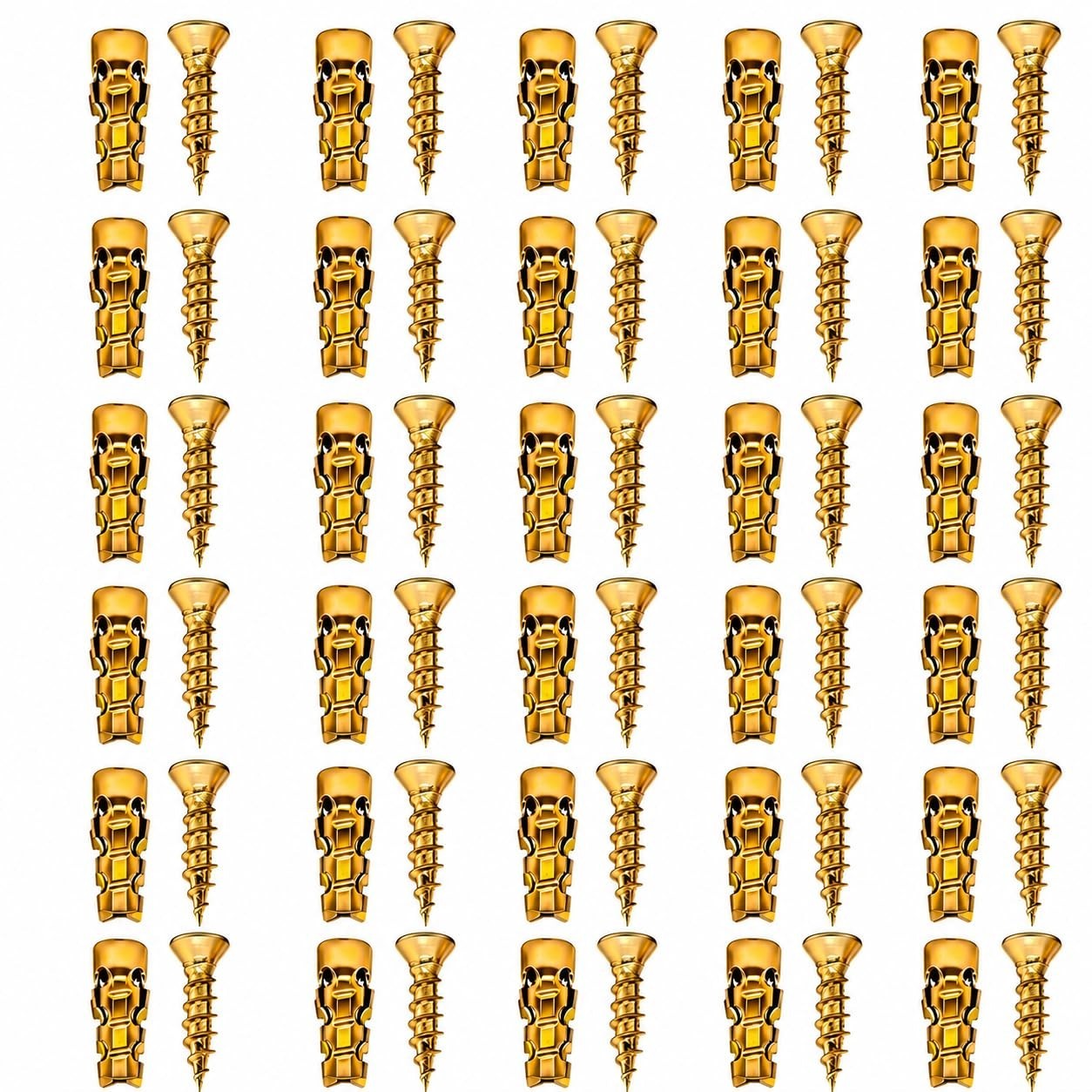 30Pcs Gold Hinge Screw Repair Kit 6x14mm Expansion Anchor For Stripped Holes Cab