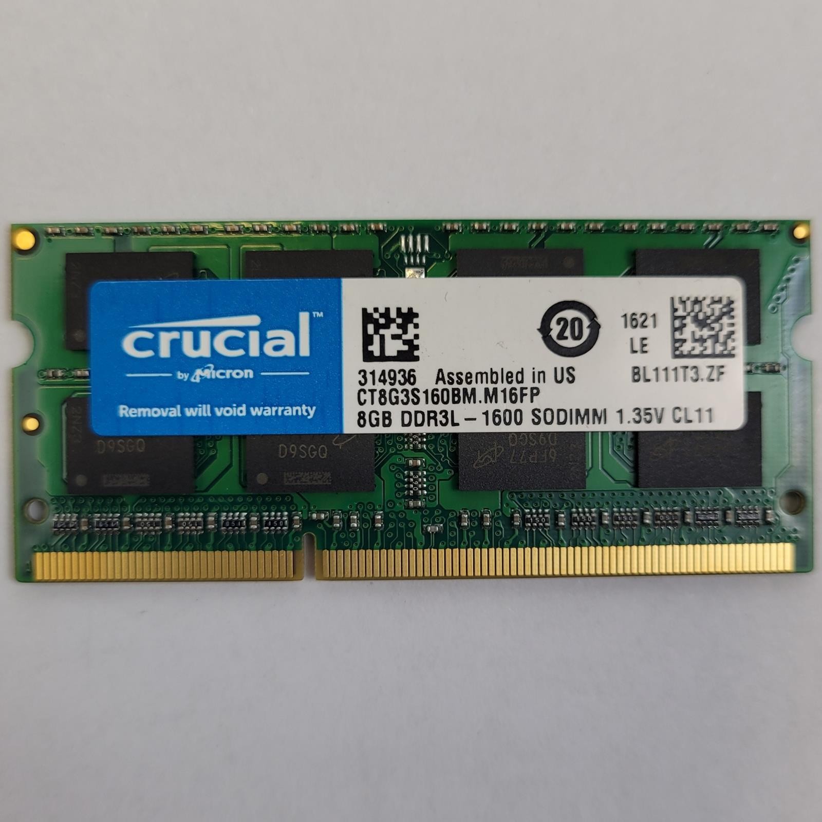 Assorted MICRON 8GB 1600 L SO-DIMM DDR3 RAM | Grade A | 18443RE Assorted MICRON 8GB 1600 L SO-DIMM DDR3 RAM | Grade A | 18443RE