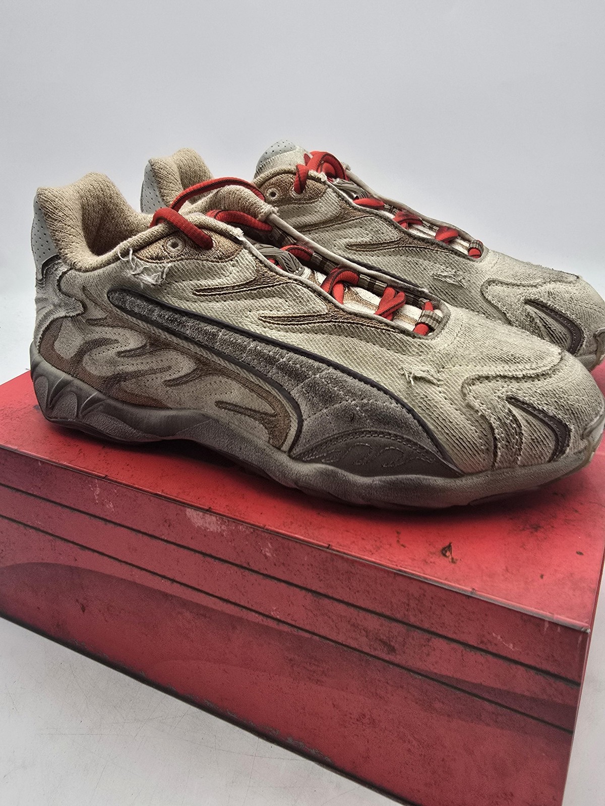 PUMA A$AP Rocky Inhale Distressed Canvas Shoes Mens Size 5.5 Beige Sneaker New