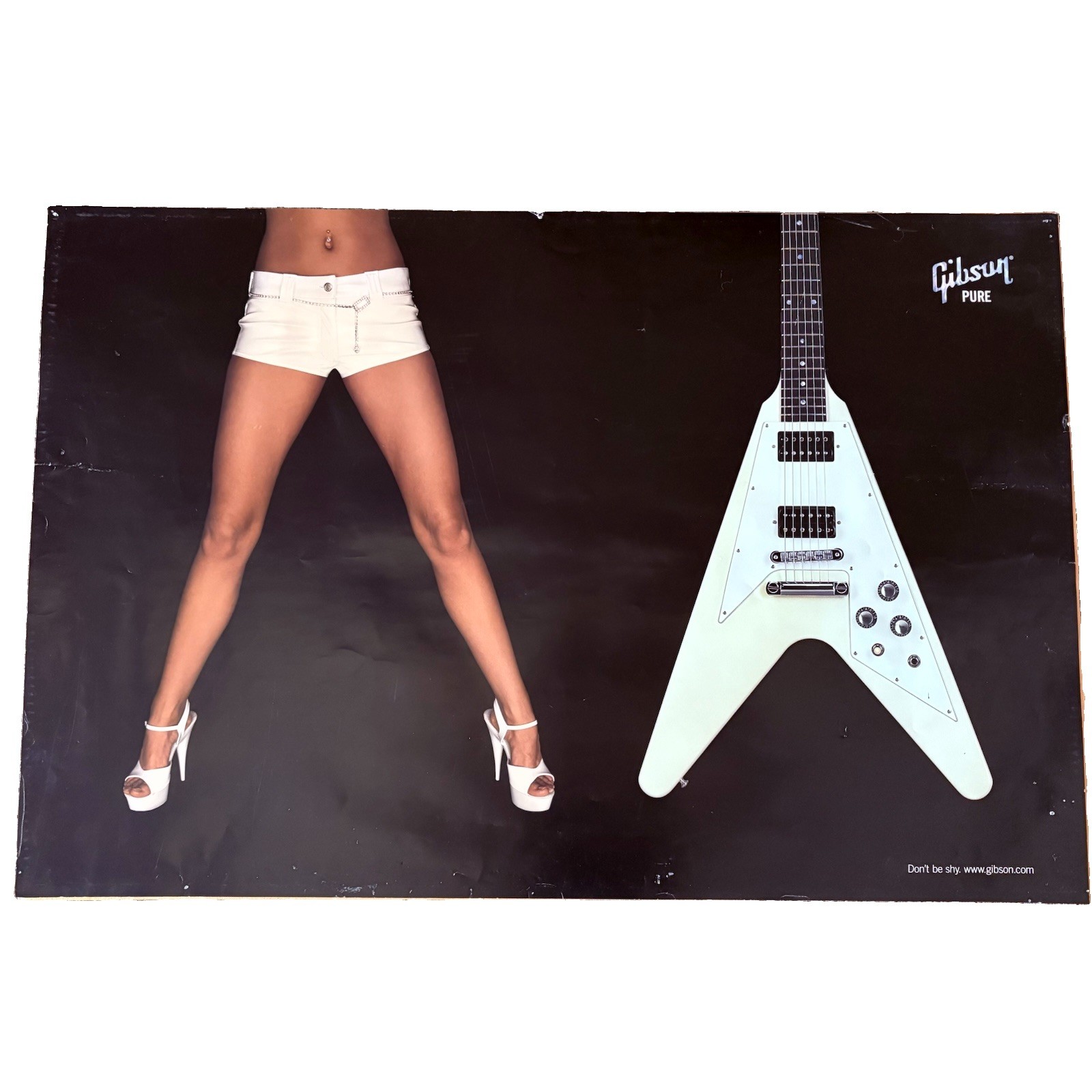 Vintage Gibson Guitars Poster Flying V. Rare. 36 “ X 24”. Vintage Gibson Guitars Poster Flying V. Rare. 36 “ X 24”.