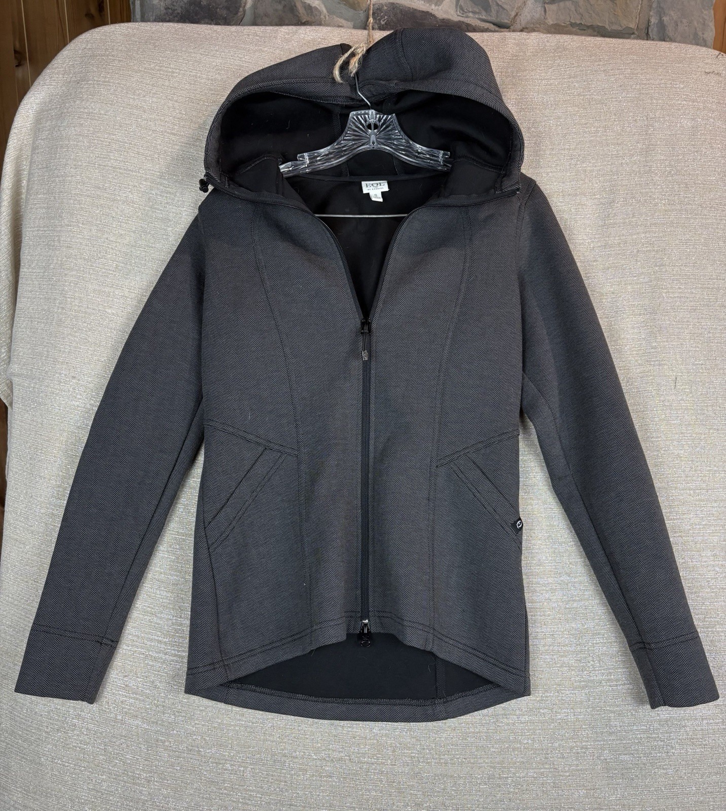 EQL by Kerrits Jacket Women’s Size S Gray Herringbone Hooded Full Zip Stretch EQL by Kerrits Jacket Women’s Size S Gray Herringbone Hooded Full Zip Stretch