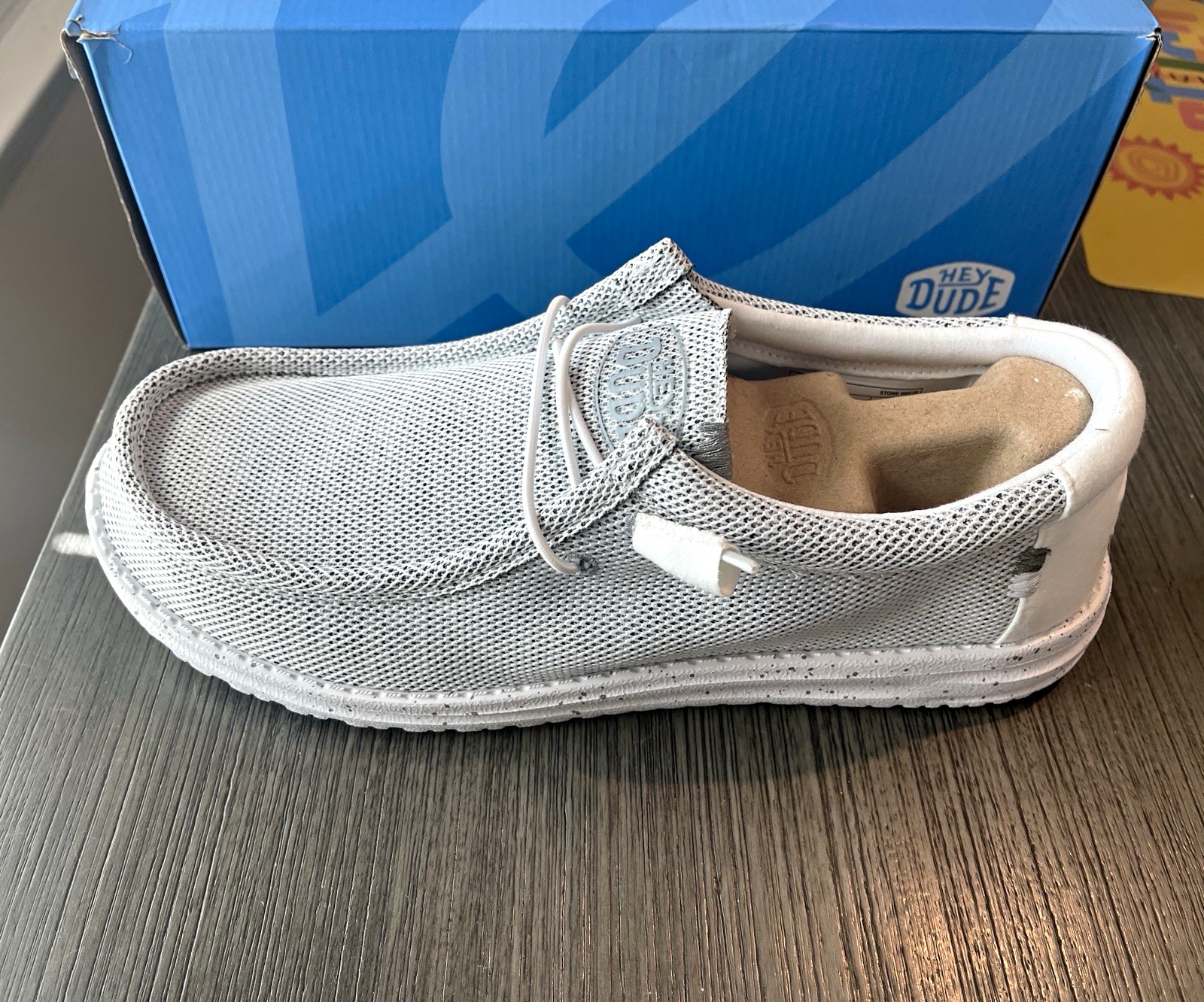 1 Left shoe Hey Dude Men’s Size 13 Gray/White Mesh Lace-Up Slip-On Loafer Toe