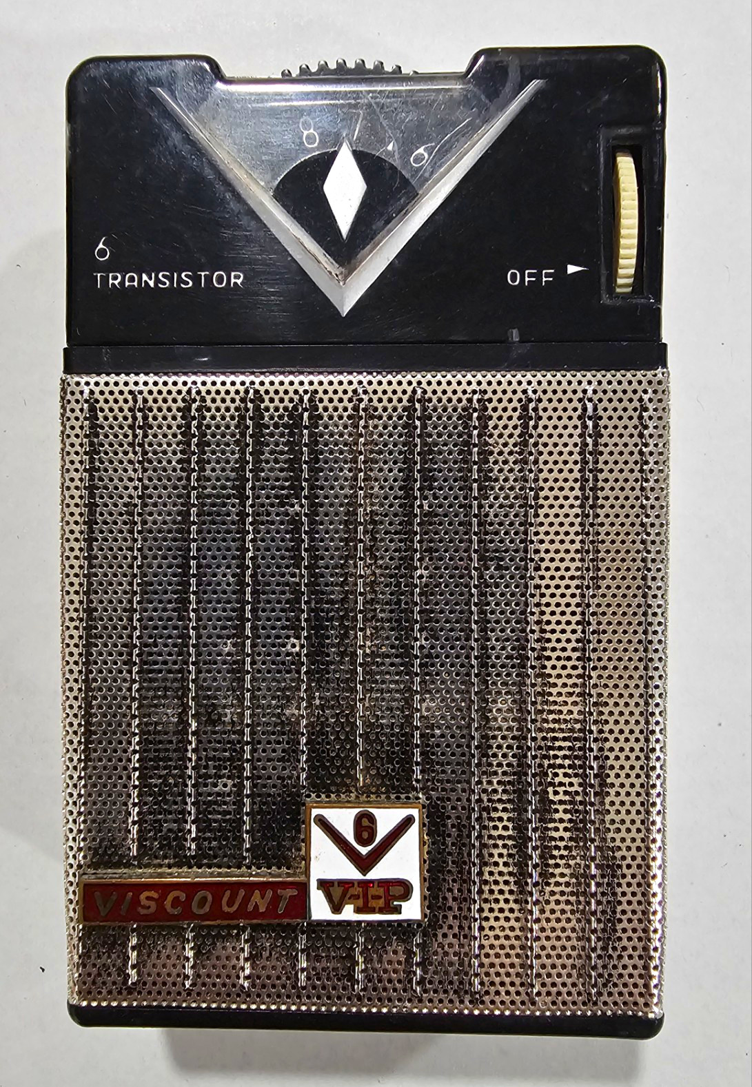 Viscount 6-Transistor Portable Radio Model 602 Silver/Black w/ Case Japan