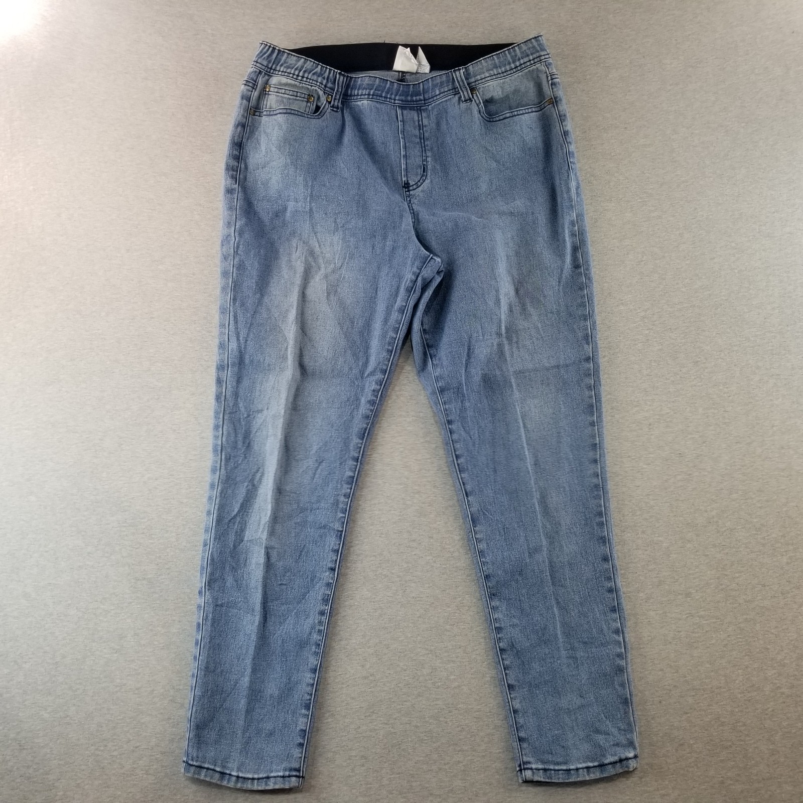 Diane Gillman Jeans Women\'s Sz XL Blue Wash Pull On Comfort Waistband Normcore