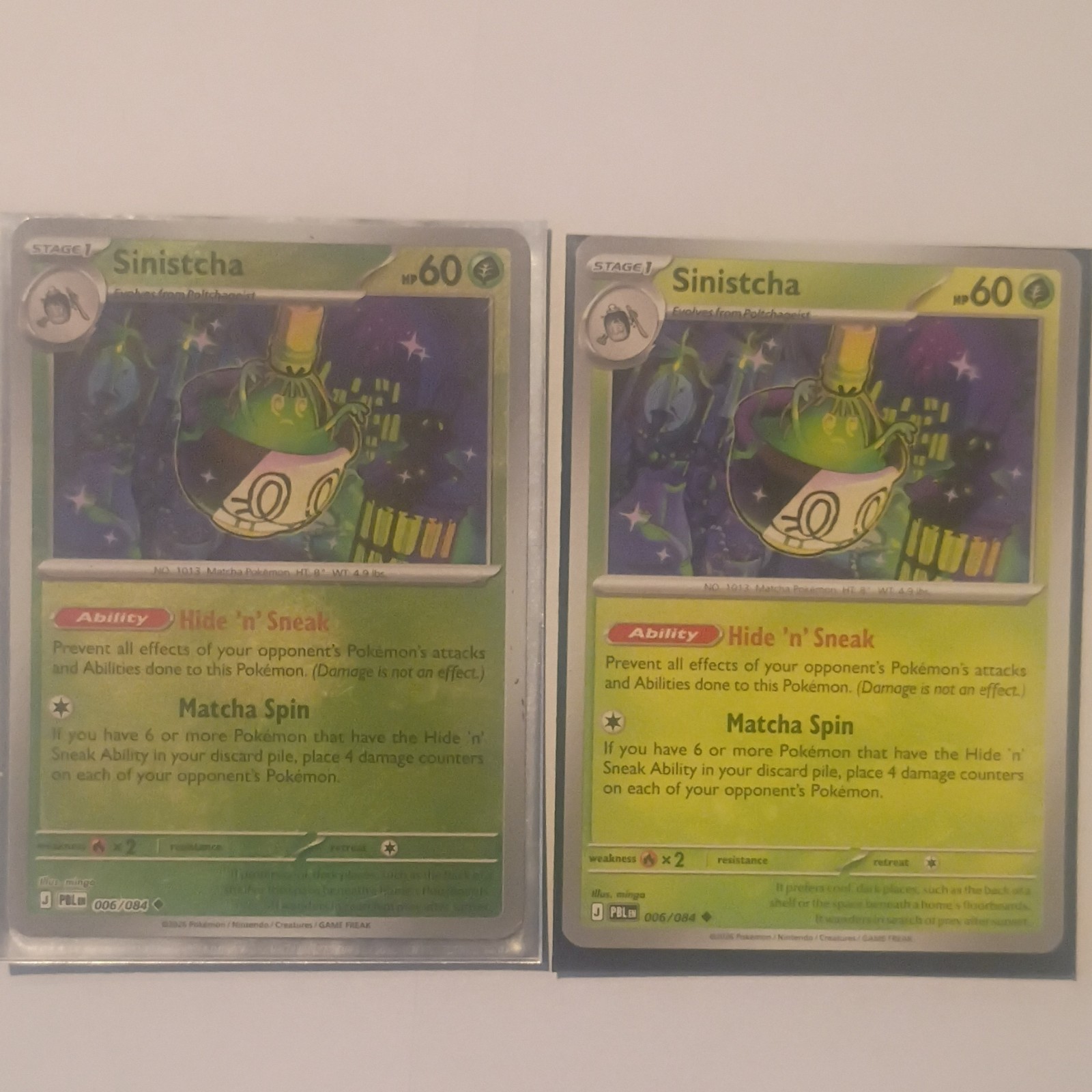 Pokemon TCG Paldean Fates Sinistcha 006/084 Holo 2-Card Lot (English)