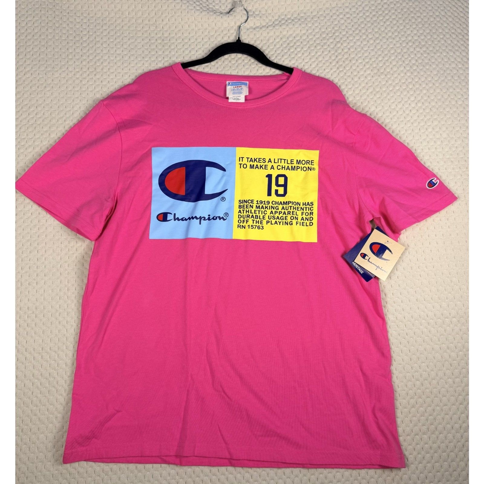 NWT Pink Champion Graphic Tee - Heritage 1919 Logo - Size Large NWT Pink Champion Graphic Tee - Heritage 1919 Logo - Size Large