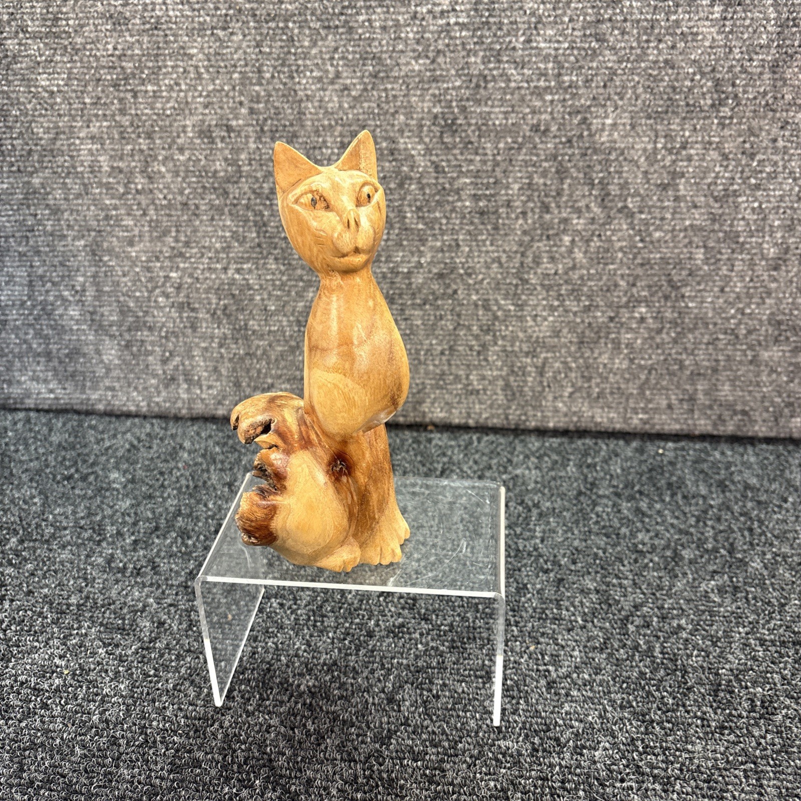 Vtg~Hand Carved Burl or Parasite Wood Cat~Indonesia~6.5 Vtg~Hand Carved Burl or Parasite Wood Cat~Indonesia~6.5