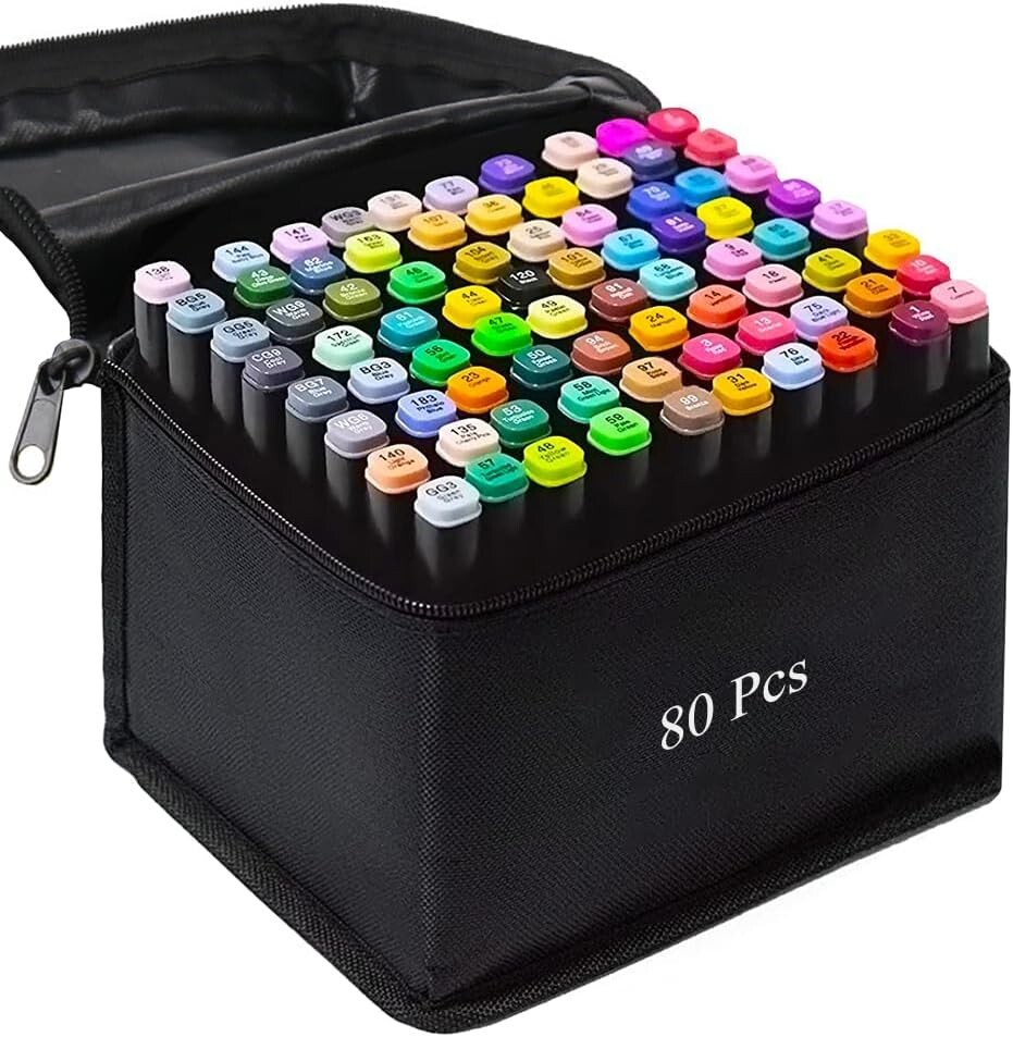 80 Colors Art Drawing Markers Set for Kids Adults Dual Tip Alcohol Markers Gifts