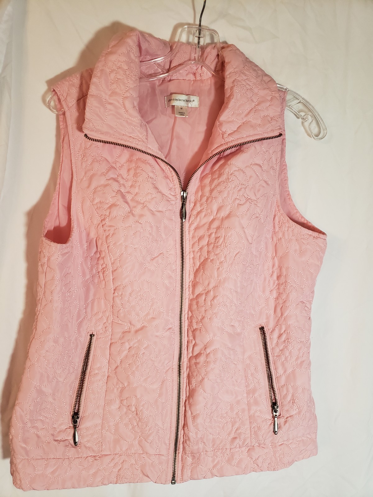 Women\'s Christopher Banks Pink Quilted Vest Size M (1771)