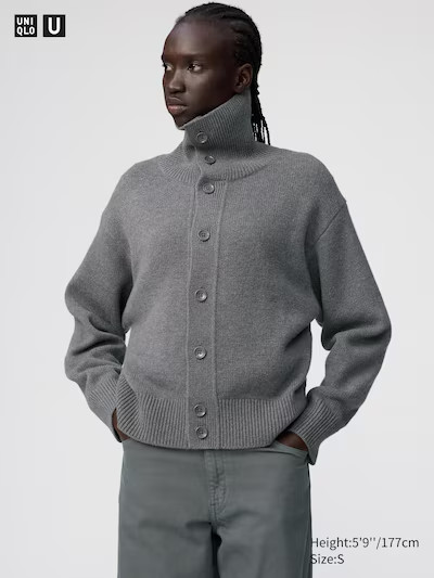 Uniqlo U Lambswool Stand Collar Cardigan