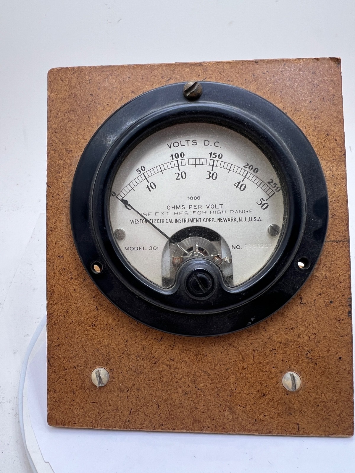 Weston Model 301 DC Panel Voltmeter Dual Range 0-50V / 0-250V Vintage Untested