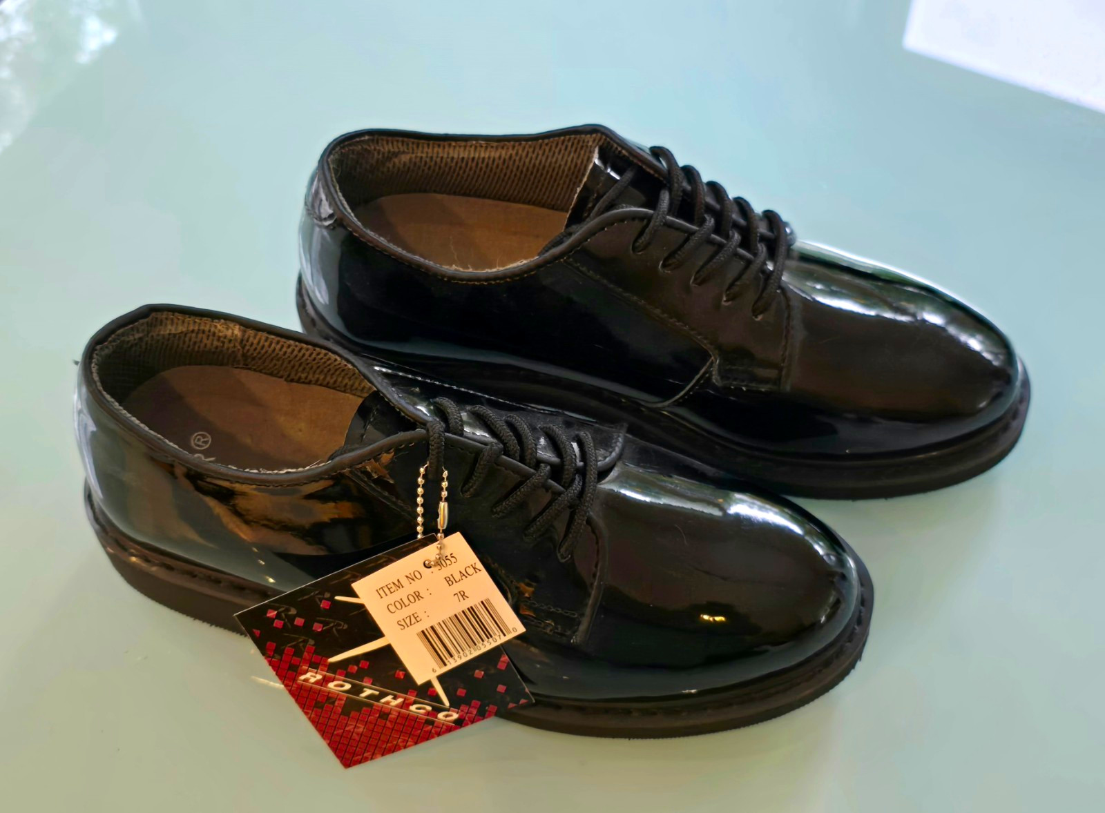 Rothco Men\'s Black Patent Leather Oxford Dress Shoes Lace-Up Round Toe 7