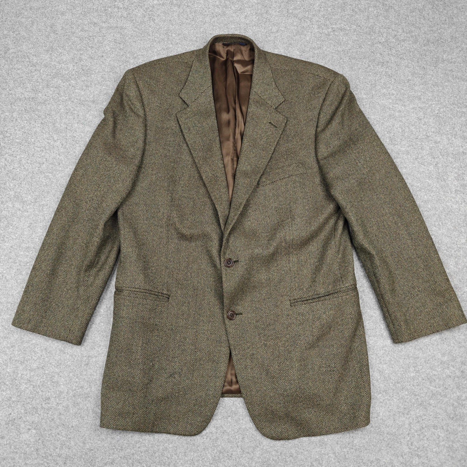 Brooks Brothers Blazer Mens 54R Brown Wool Herringbone Tweed Sport Coat Jacket