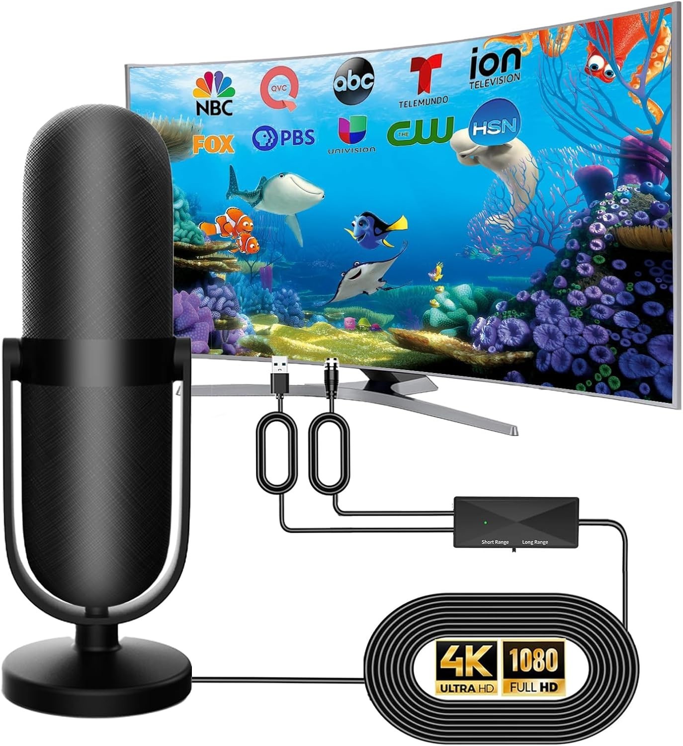 Outdoor HDTV Antenna 720 Omni-Directional Amplified 4K 35ft Cable RV Attic Boat