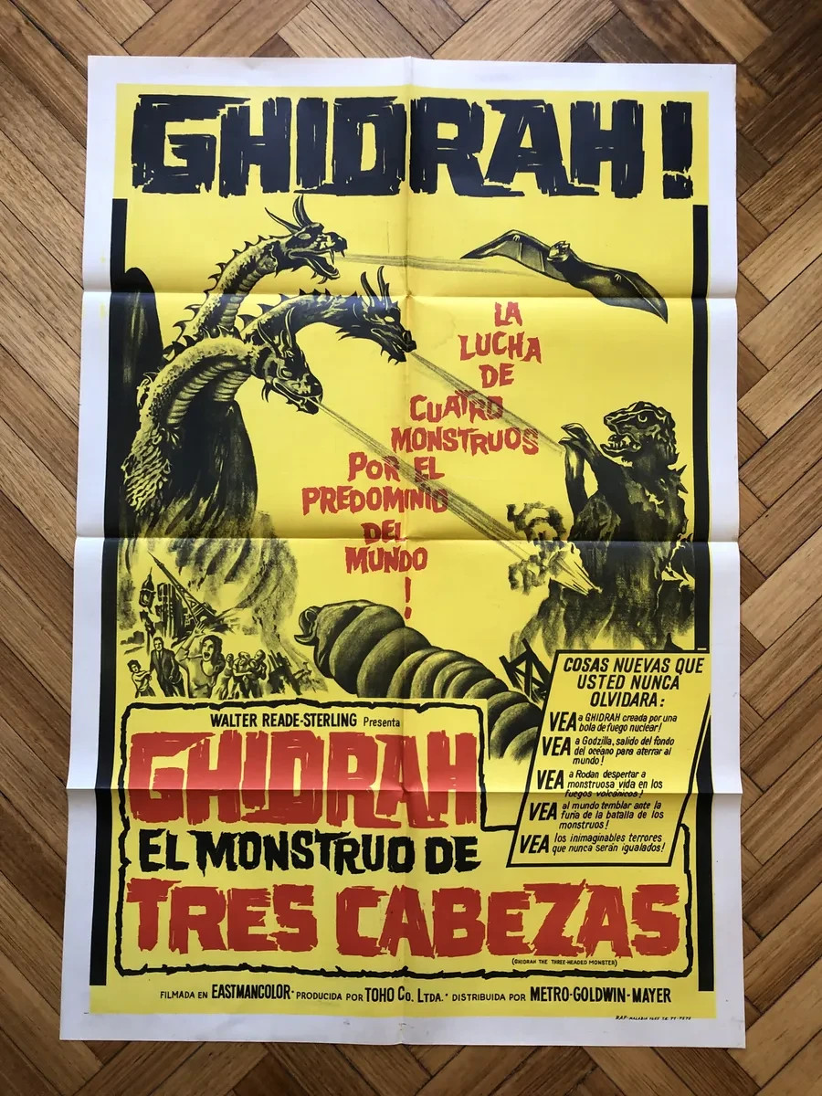 GHIDRAH THE THREE HEADED MONSTER 1965 ORIGINAL ONE SHEET POSTER GODZILLA SPANISH