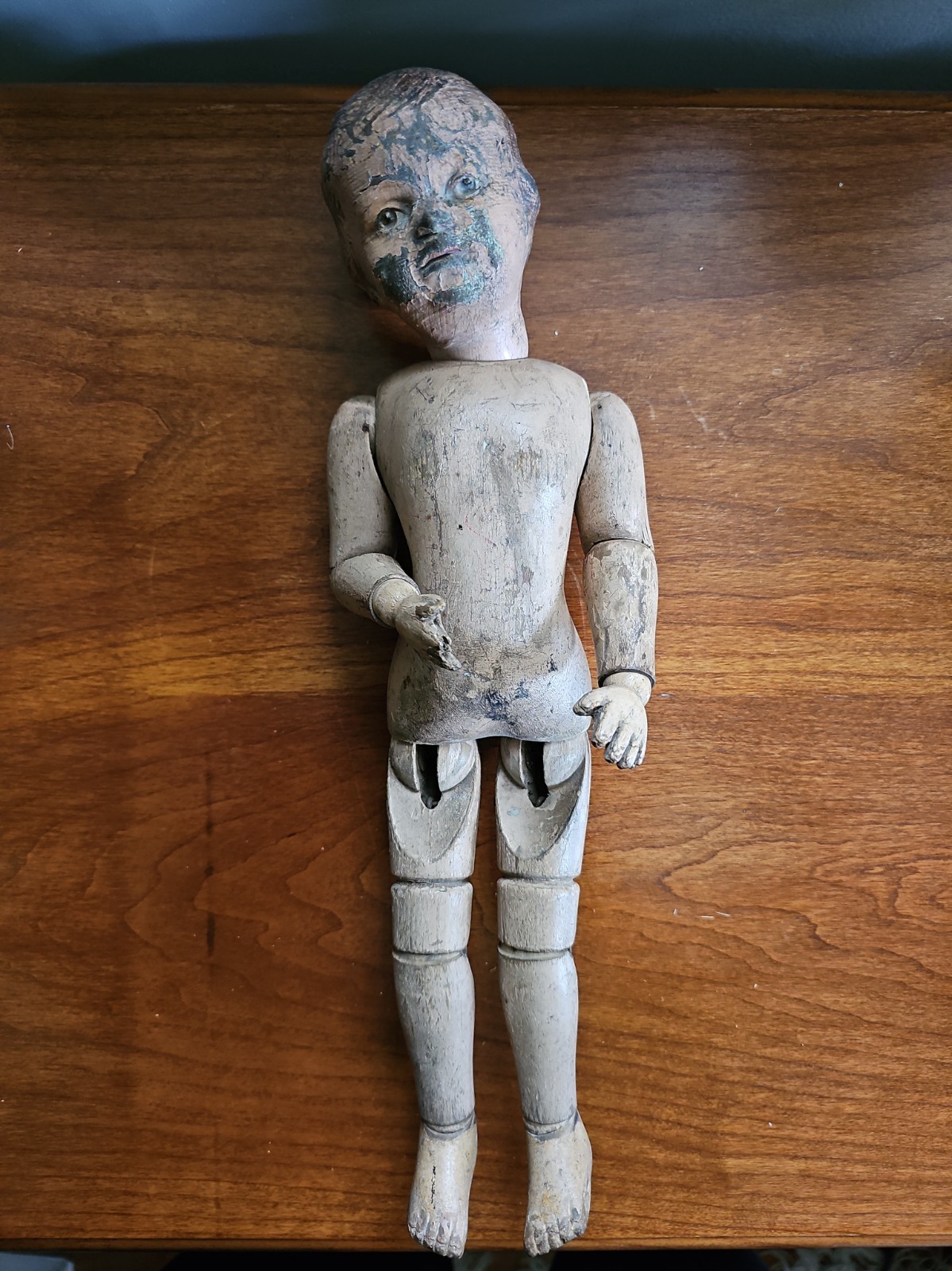 Antique Schoenhut 205 (?) Wooden Boy Doll 14” Carved Hair Intaglio Eyes 1900s
