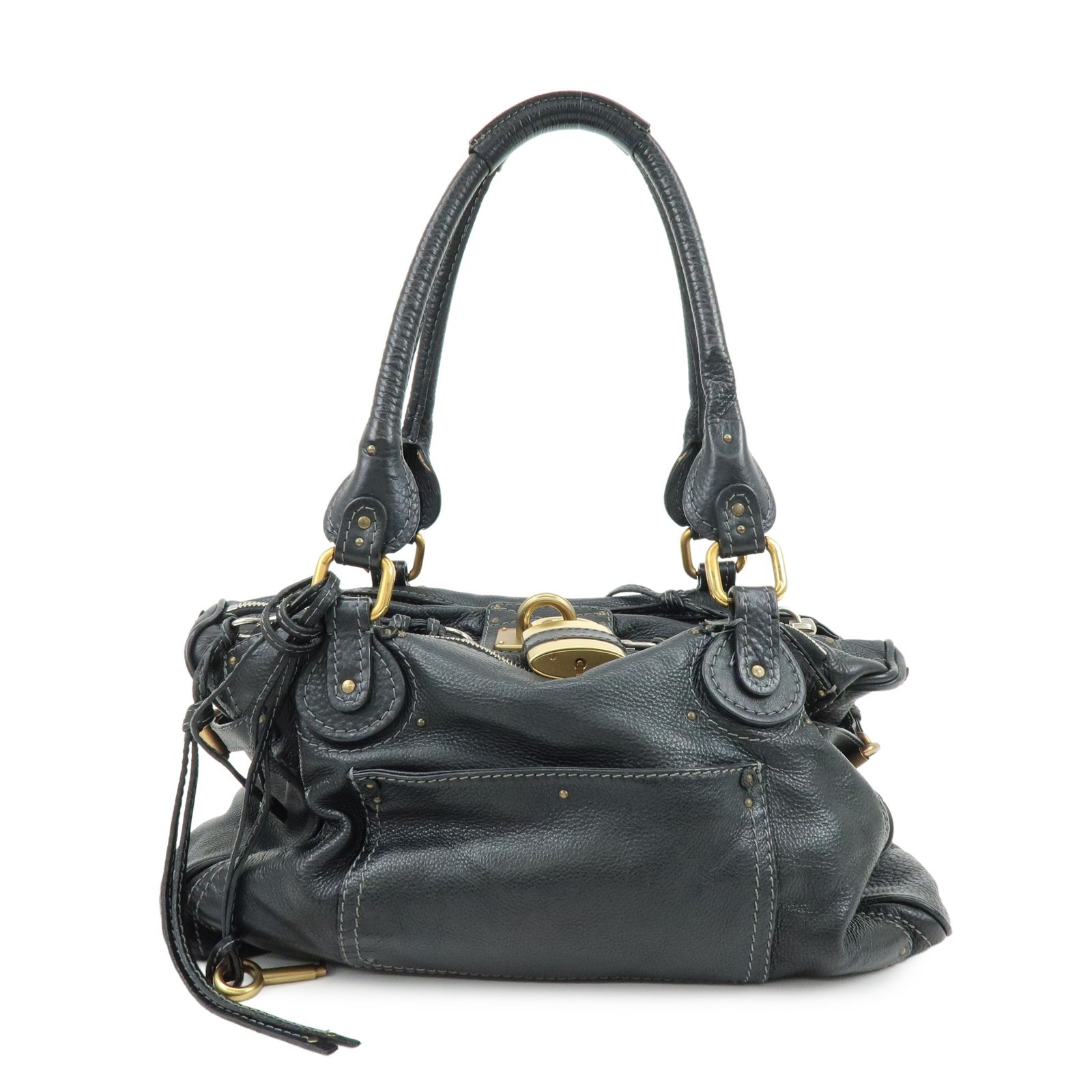 Chloe Paddington Leather Hand Bag Shoulder Bag Black Authentic Used F/S