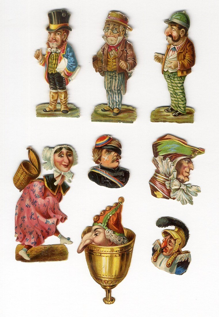 FUNNY FACES Silly People 1880's VICTORIAN 8 Die Cuts MEN Jester WOMAN Comic FUNNY FACES Silly People 1880's VICTORIAN 8 Die Cuts MEN Jester WOMAN Comic