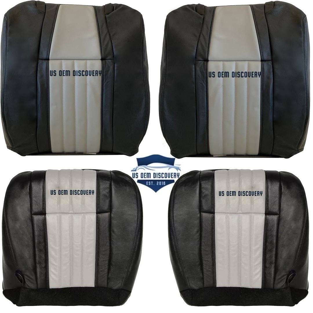 03 2003 Harley Davidson Full Front Top & Bottom Leather seat Covers 2 Tone Gray