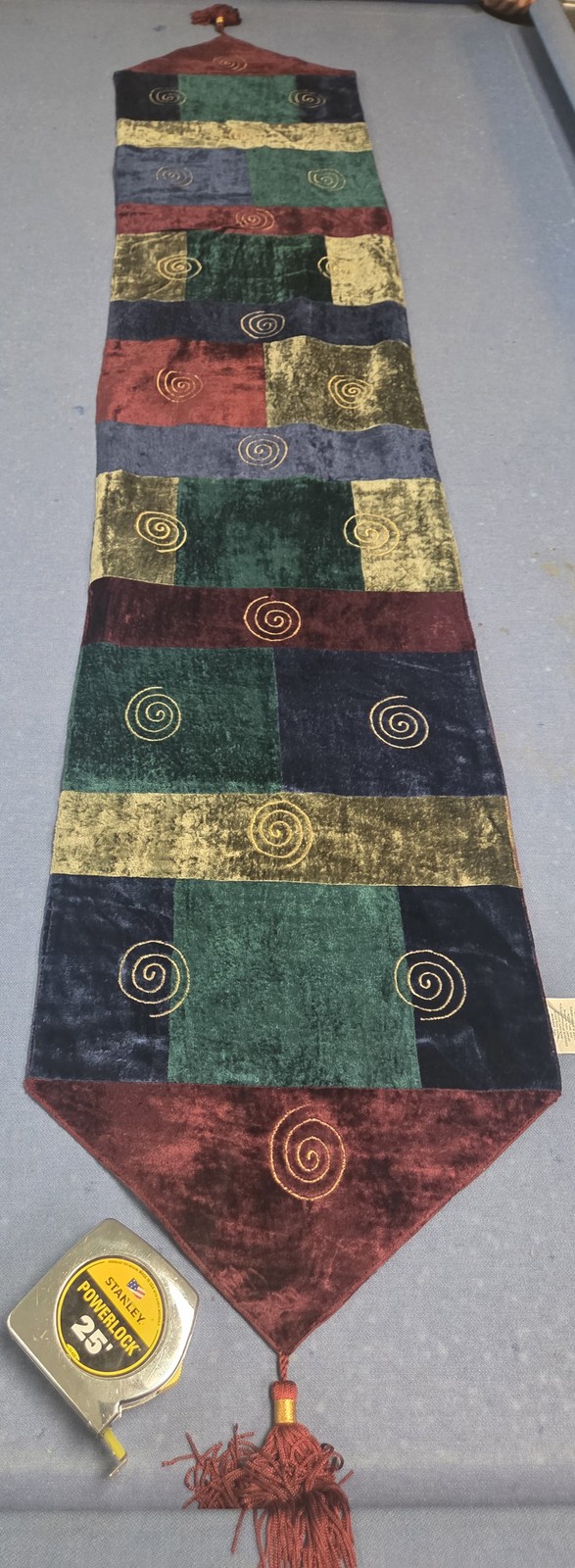 Pier 1 Imports Harlequin Patchwork Tassel Table Runner 14x72 Rayon Cotton