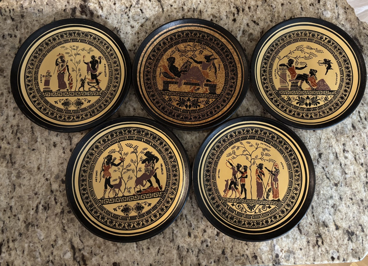 Vintage Terracotta Greek Mythology Souvenir Plates Vintage Terracotta Greek Mythology Souvenir Plates