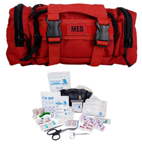ELITE FIRST AID Rapid Response Bag STOCKED Tactical Medic Trauma Kit Bag RED