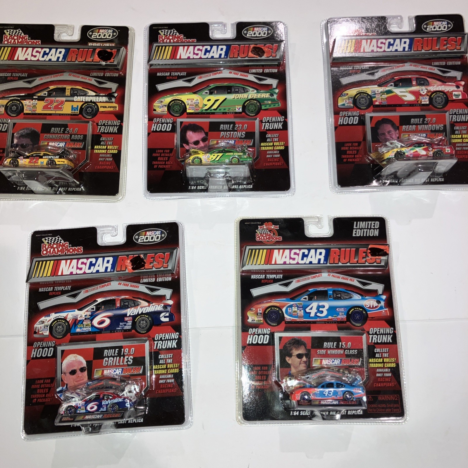 VINTAGE 2000 Lot Of 5 Racing Champions 1:64 Nascar Rules Limited NEW on Cards VINTAGE 2000 Lot Of 5 Racing Champions 1:64 Nascar Rules Limited NEW on Cards
