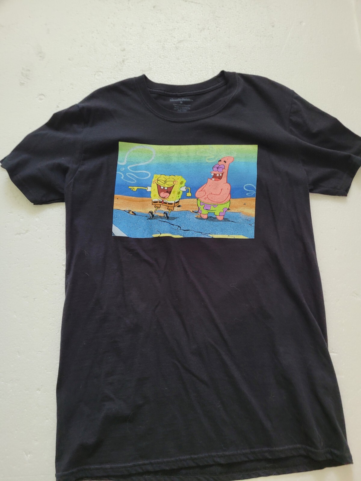 Nickelodeon\'s Spongebob Squarepants and Patrick Black Men\'s M T-shirt