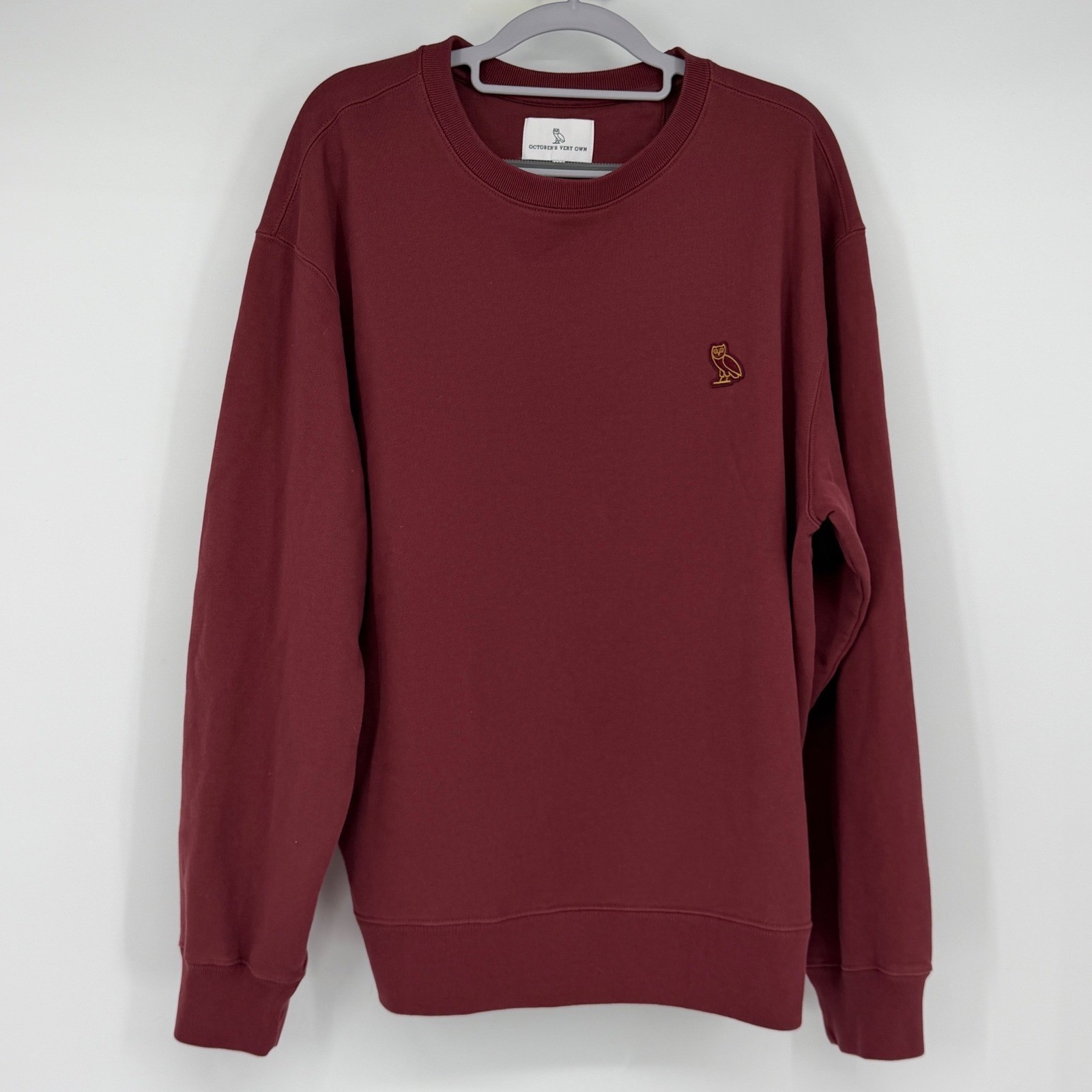 Octobers Very Own OVO Owl Embroidered Crewneck Sweatshirt Maroon Mens Large