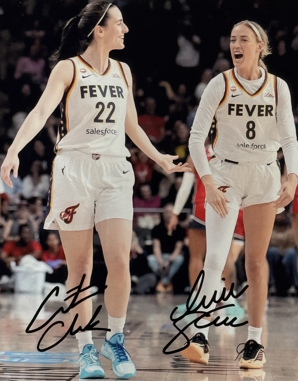 Caitlin Clark - Sophie Cunningham - DUAL Autographed Signed 8 x 10 Photo w/COA Caitlin Clark - Sophie Cunningham - DUAL Autographed Signed 8 x 10 Photo w/COA
