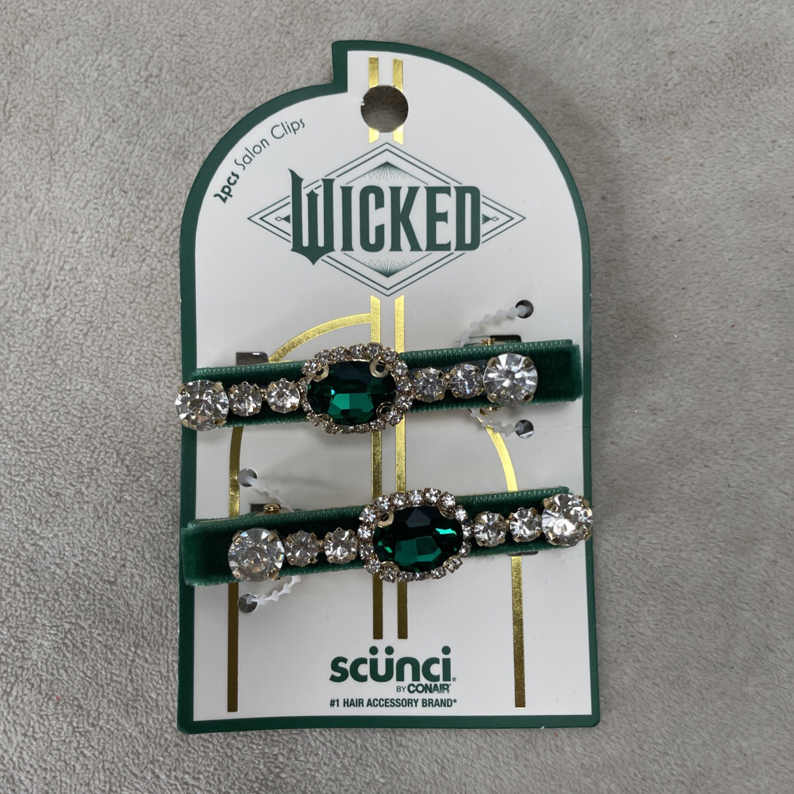 Wicked Magical Emerald City Rhinestone Salon Clips 2PCS Velvet Limited Edition