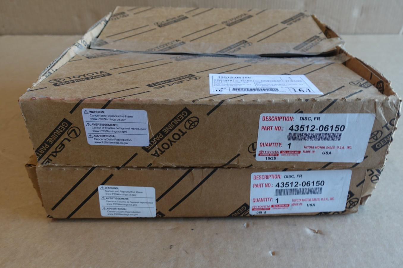 2007-2017 TOYOTA GENUINE OEM NEW FRONT DISC BRAKE ROTORS qty 2 4351206150