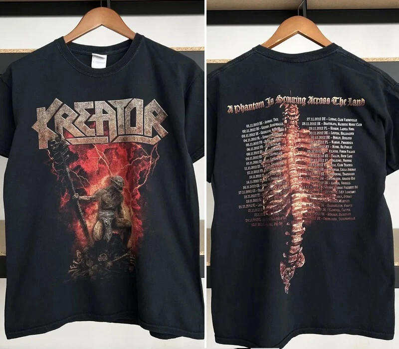 2012 Kreator Thrash Metal Band Tour Black T-shirt 2 side Black Unisex S-5XL