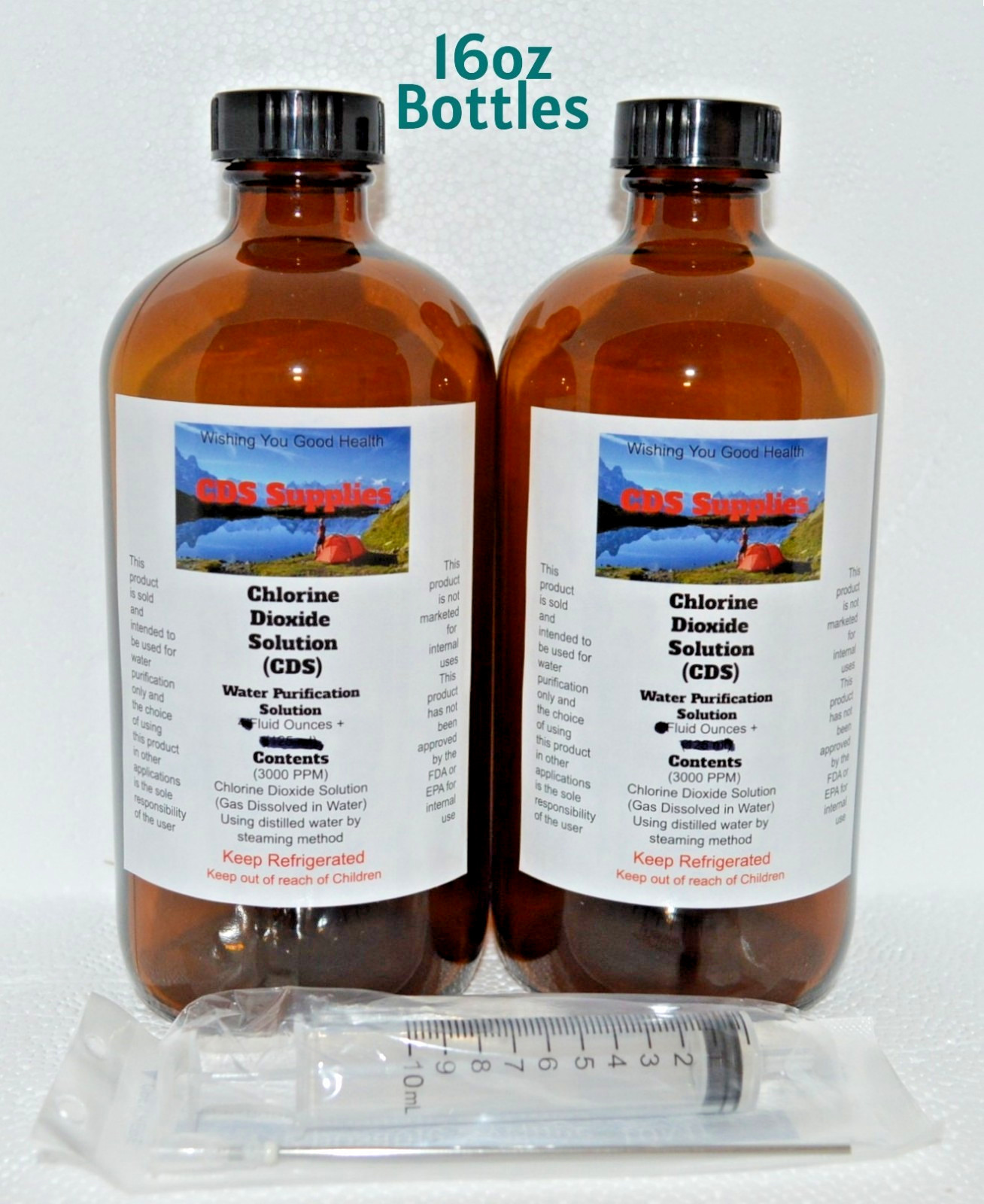 CDS Water Purification Solution 100% Pure 3,000ppm (2) 16oz Glass Bottles CDS Water Purification Solution 100% Pure 3,000ppm (2) 16oz Glass Bottles