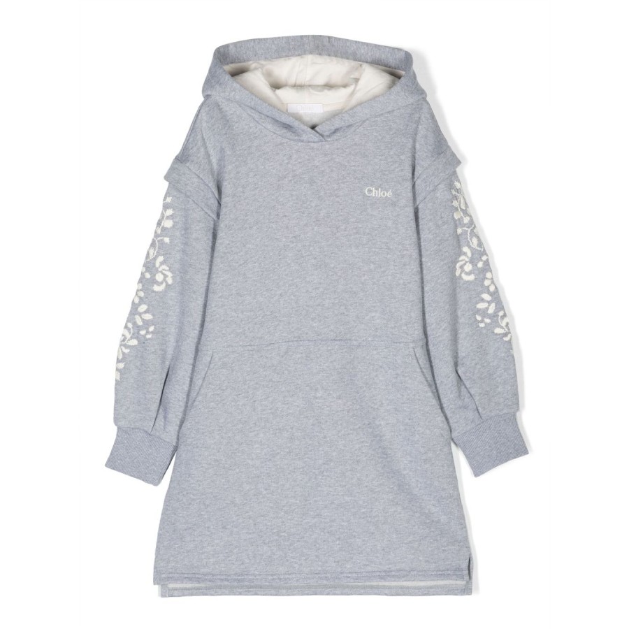 Chloe Girls Embroidered Logo Hooded Dress, Size 8Y