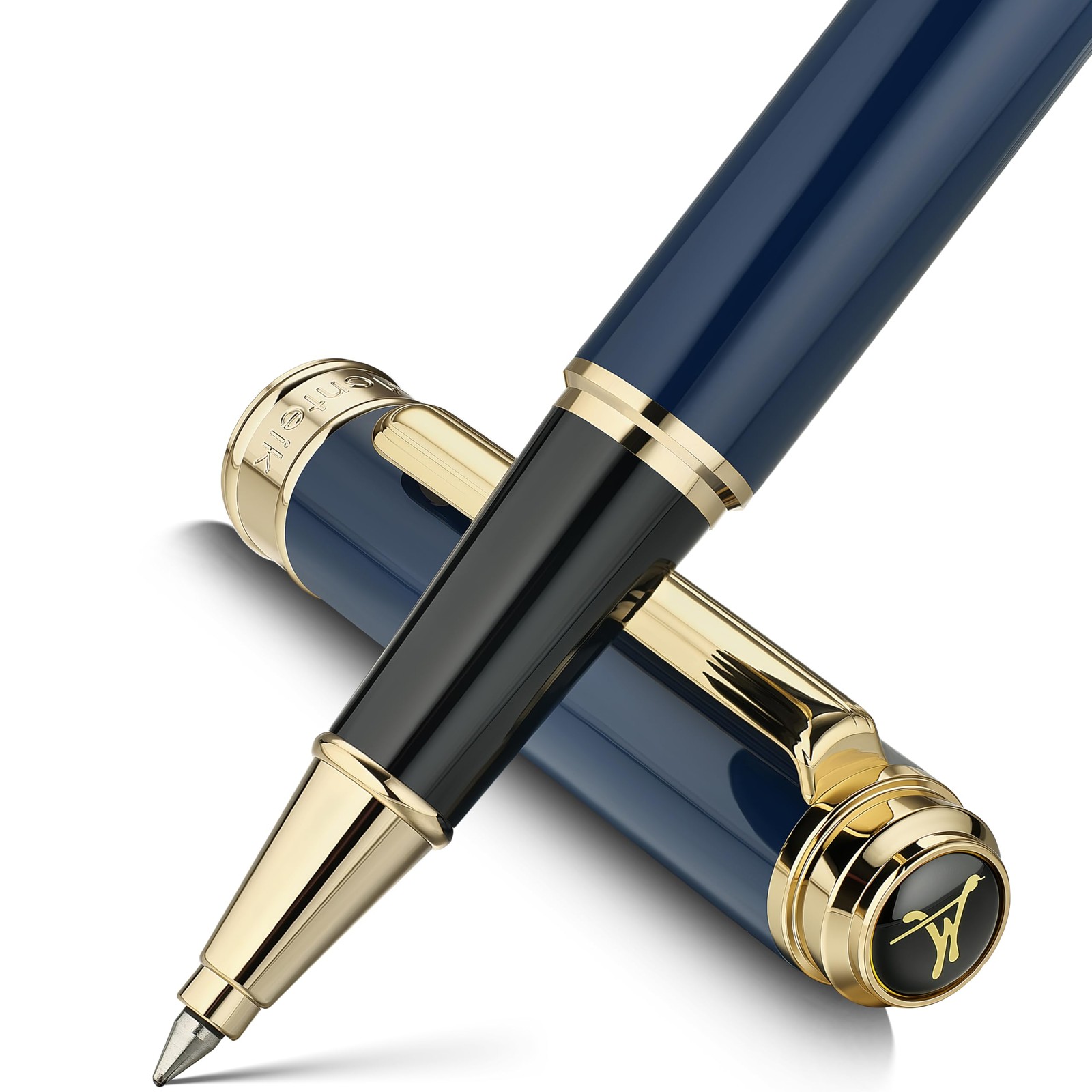 MCNTEIK 317 Rollerball - Stunning Luxury Blue Lacquer Pen with 24K Gold Finis...