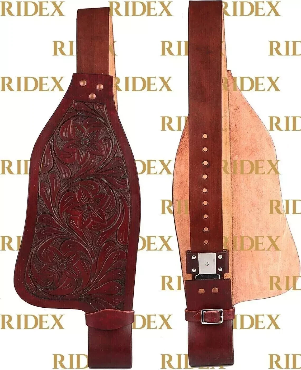 Western Horse Saddle Fender Pair Hand Tooling Replacement Leather Fenders.