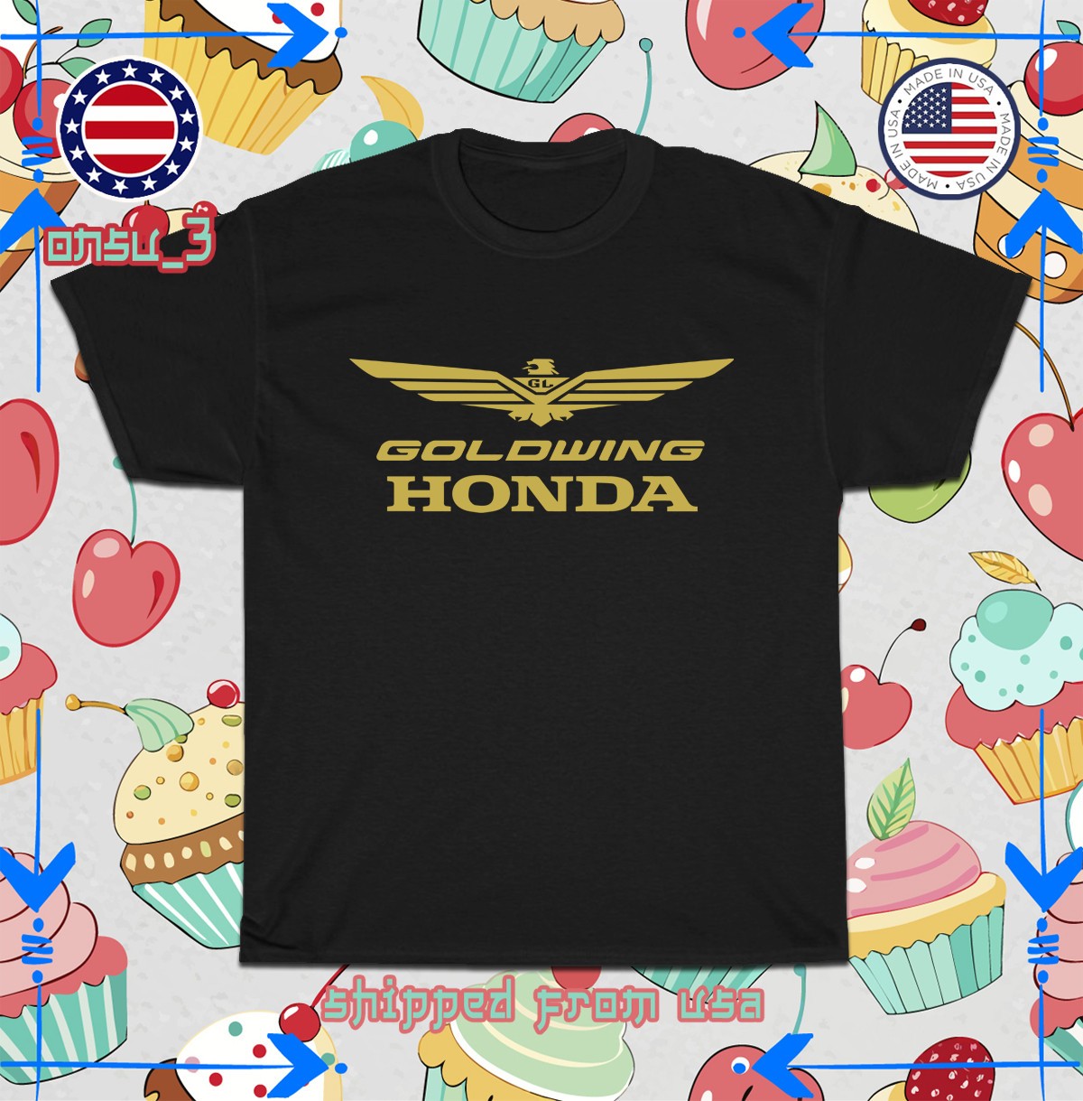 Brand New Honda Goldwing GL1800 Logo Men\'s T-Shirt Black American Size Tee Shirt