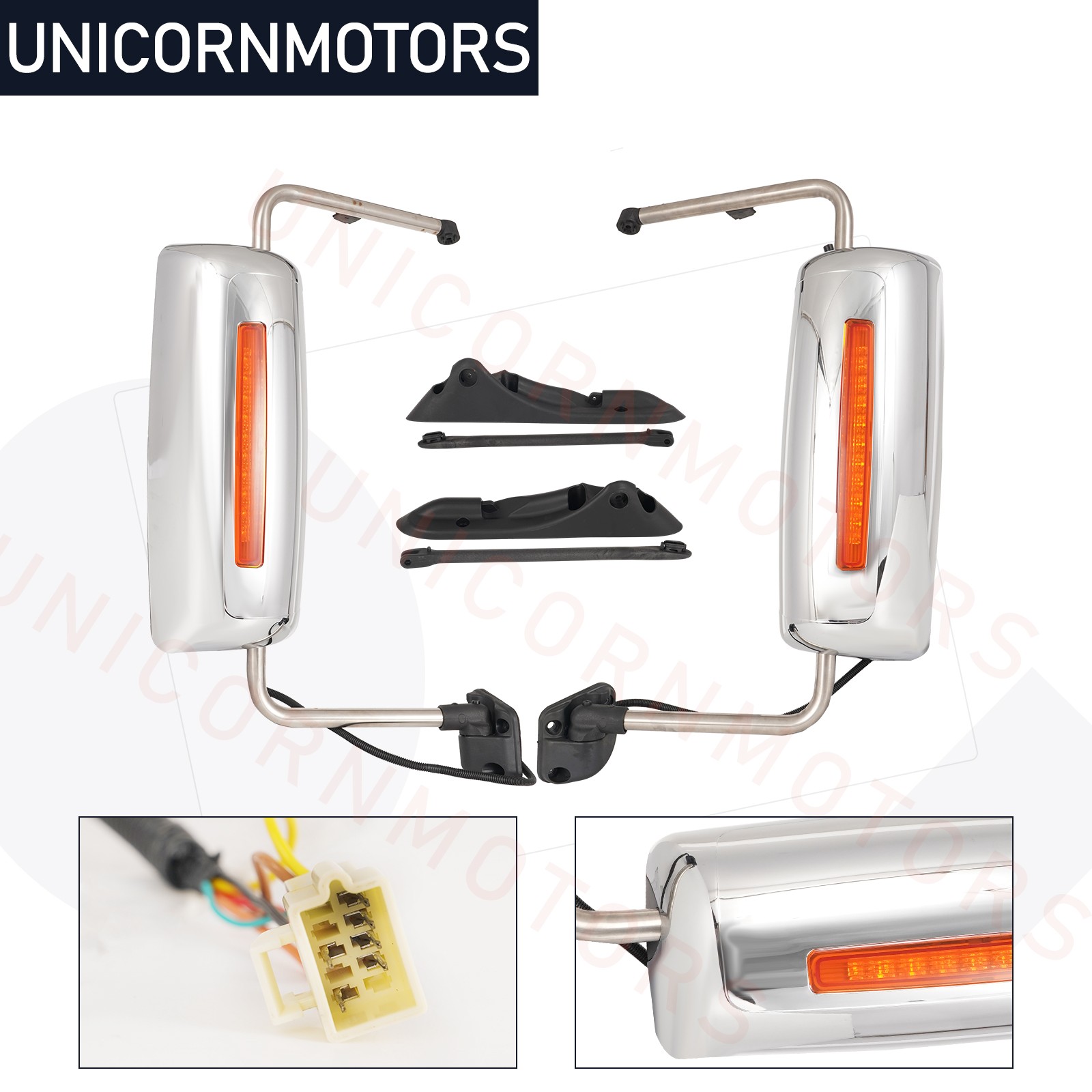 Pair LH+RH Heated Door Mirror Power Fits 2013-2017 International Prostar Chrome Pair LH+RH Heated Door Mirror Power Fits 2013-2017 International Prostar Chrome