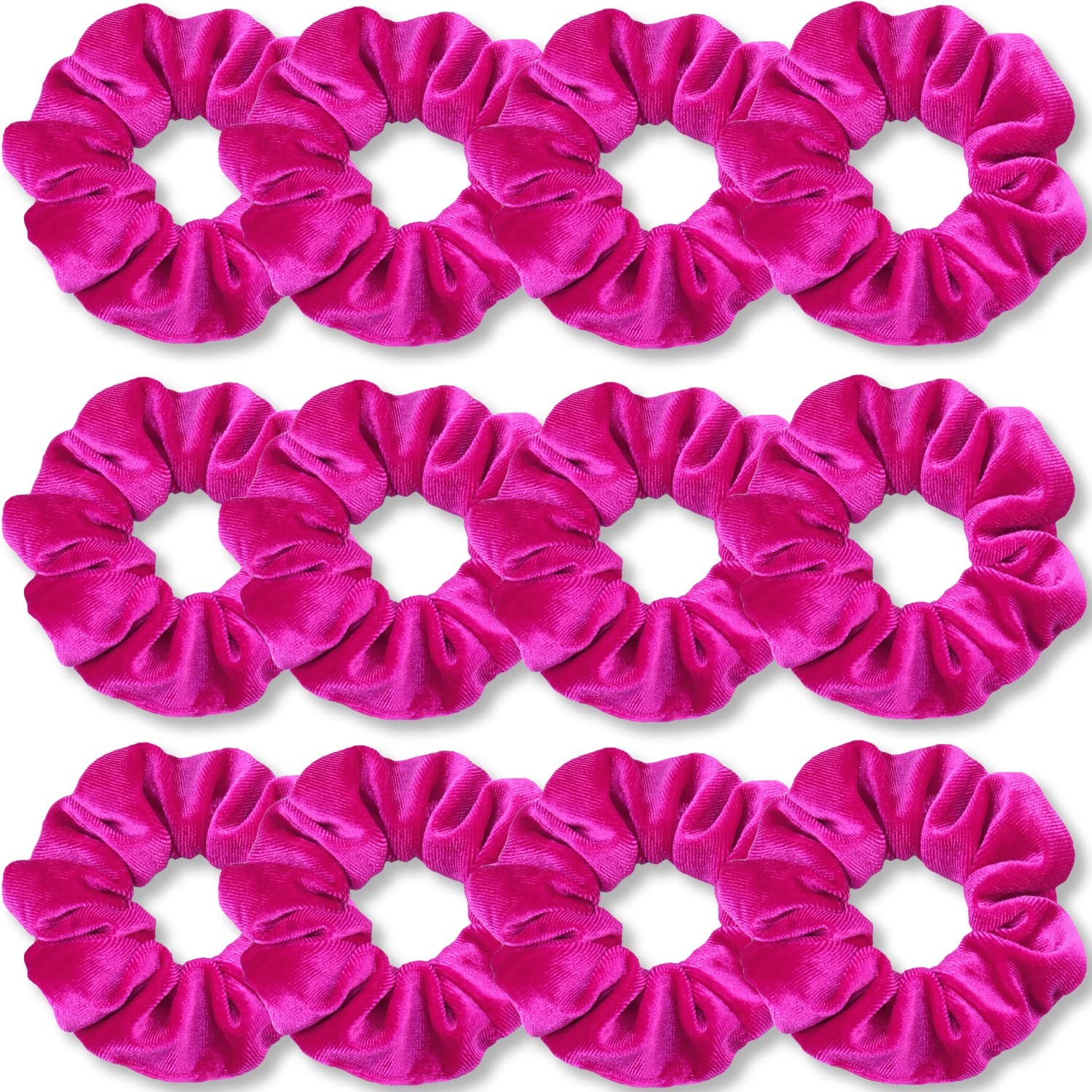 IVARYSS Hot Pink Scrunchies, Premium Velvet Soft Hair Scrunchy, Solid Colors Thi