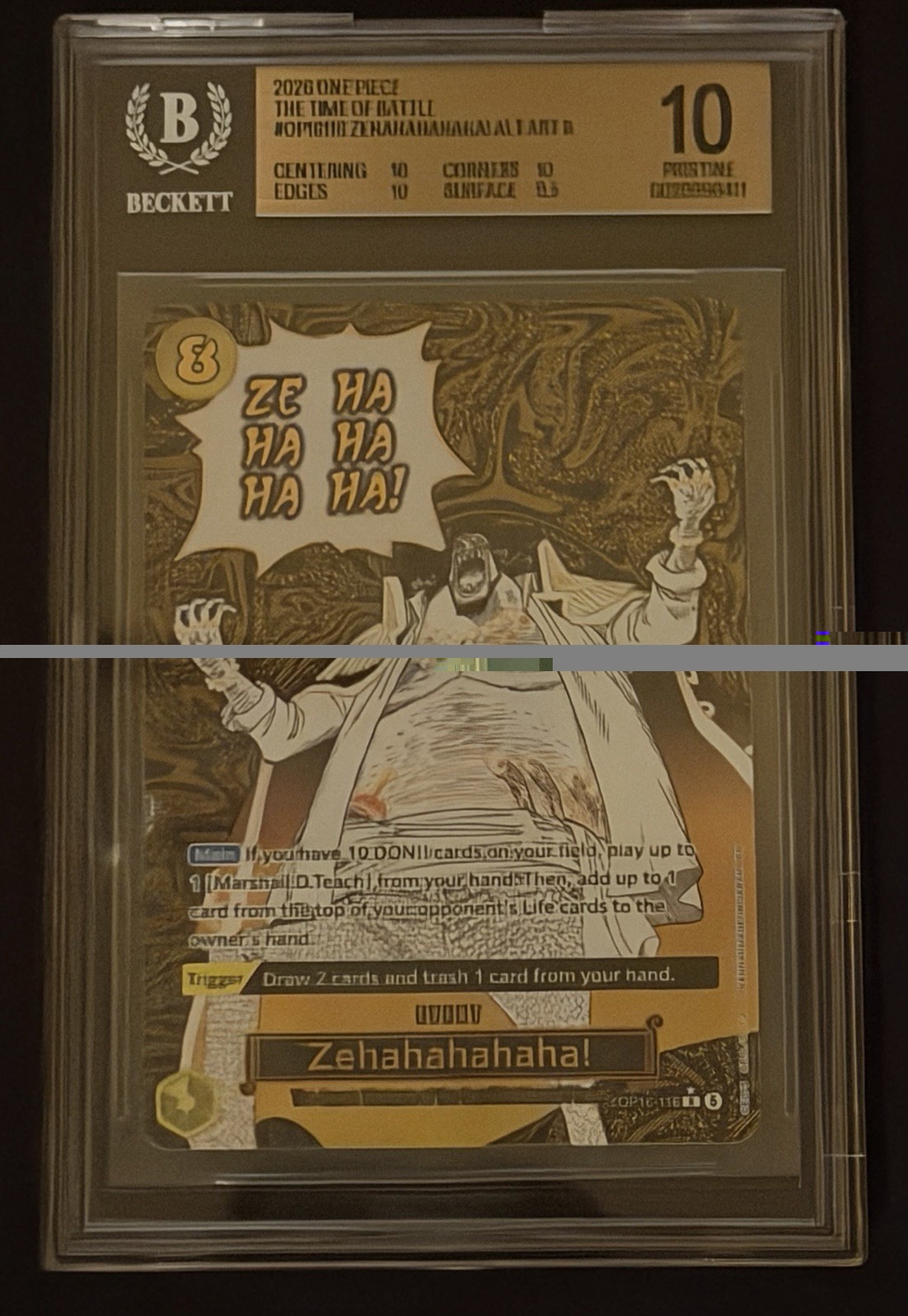 2026 One Piece Zehahahahaha Alt Art The Time Of Battle OP16116 BGS 10 Pristine