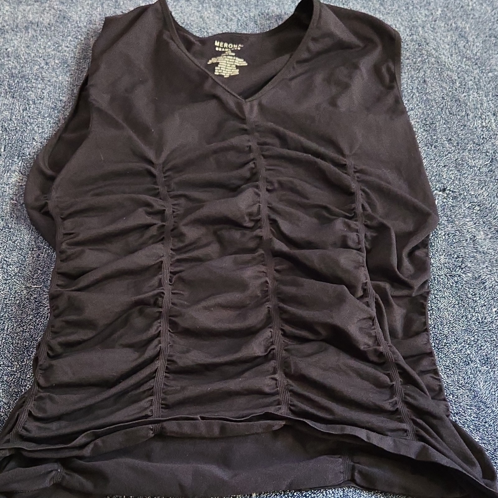 Merona Seamless Stretch Ruched V-Neck Sleeveless Camisole Tank Top 2XL Black