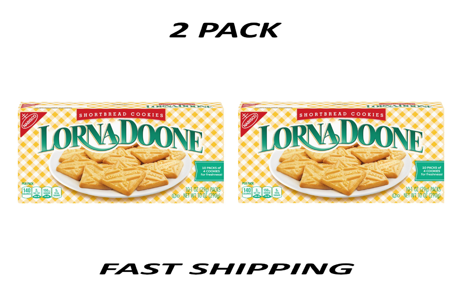 (2 PACK) Lorna Doone Shortbread Cookies, 10 Snack Packs (4 Cookies Per Pack)