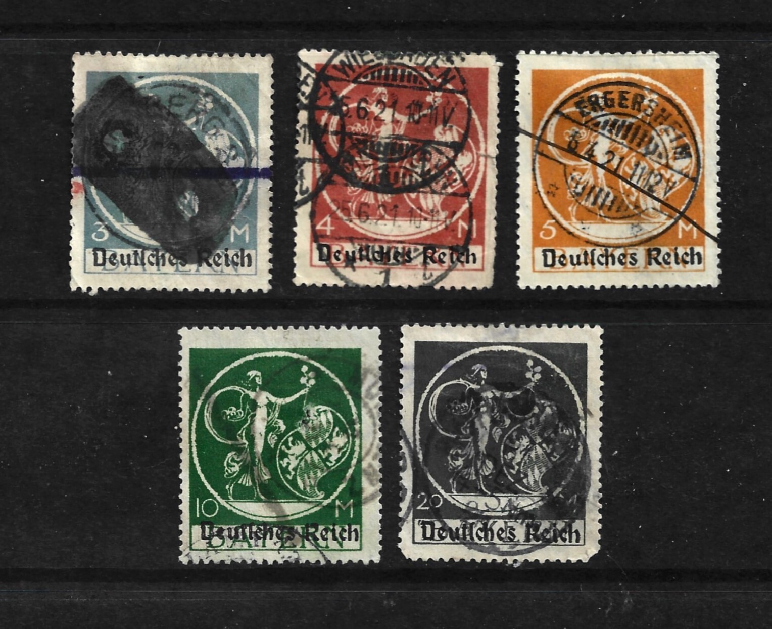 Bavaria Stamps-Scott # 271-275-Set-Nice Cancels/H-NG-Overprinted-1920