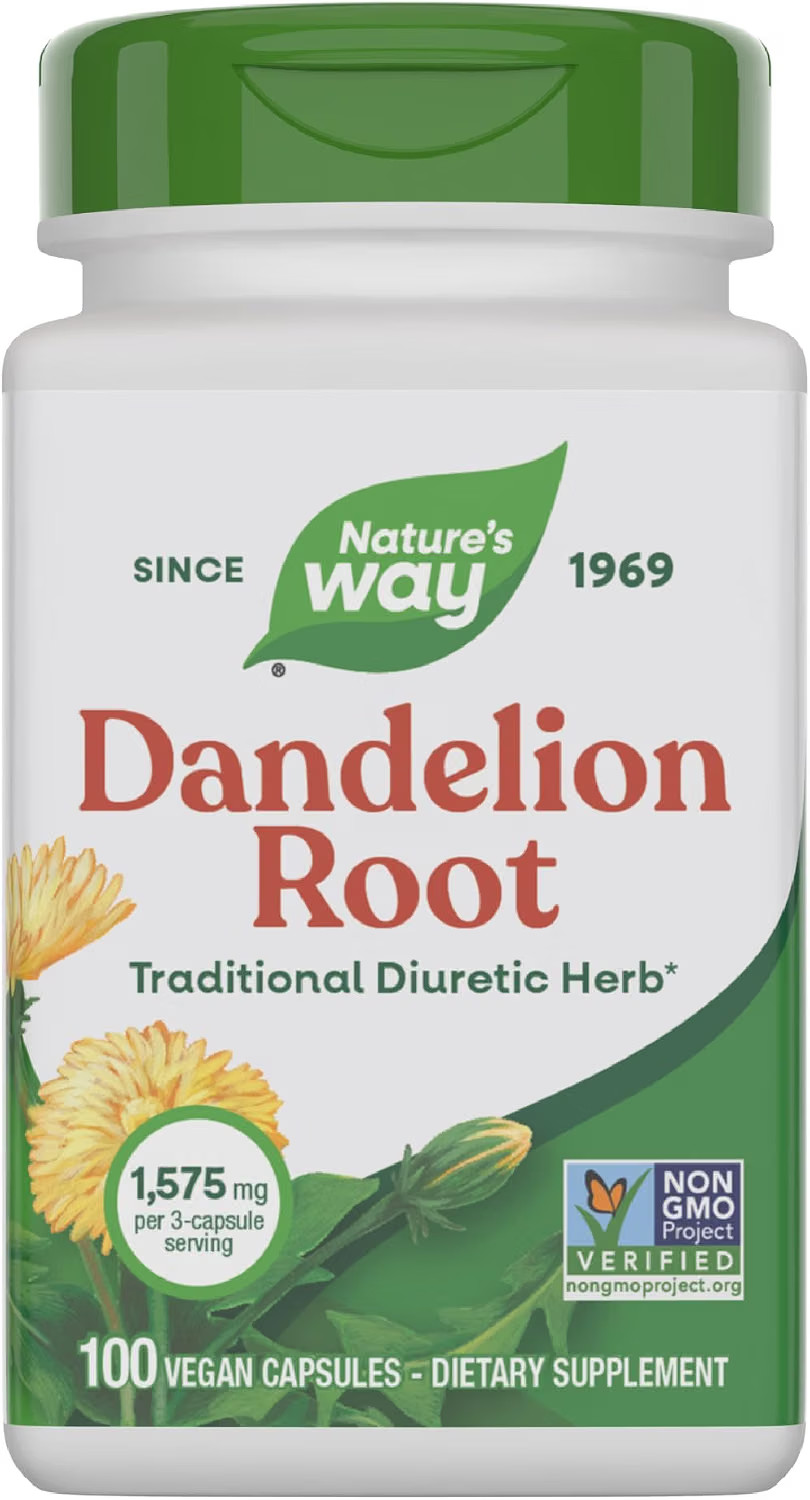 Dandelion Root 1,575 mg per serving Non-GMO Nature\'s Way Gluten Free Vegetarian