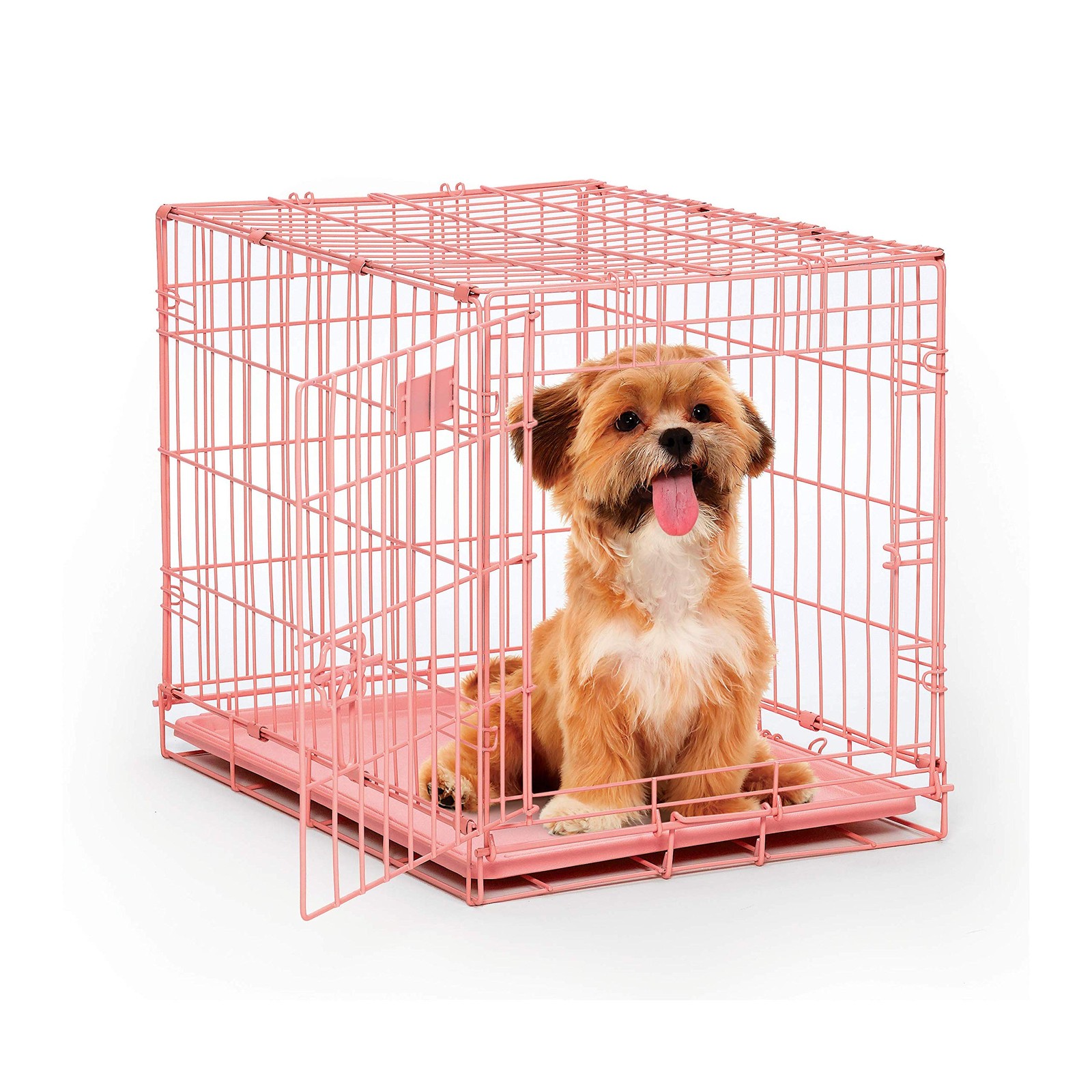MidWest Homes for Pets Pink Dog Crate, MidWest iCrate 24\' Pink Folding Metal Dog MidWest Homes for Pets Pink Dog Crate, MidWest iCrate 24\' Pink Folding Metal Dog